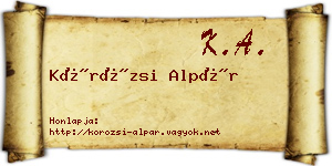 Körözsi Alpár névjegykártya